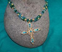 Jewelry - Teal Cross - Beading
